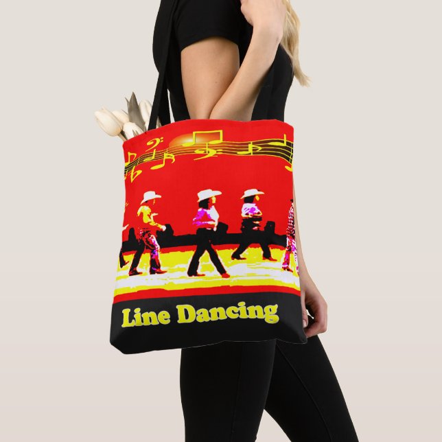 Line Dancing Western Group Red Black Tygkasse (Närbild)