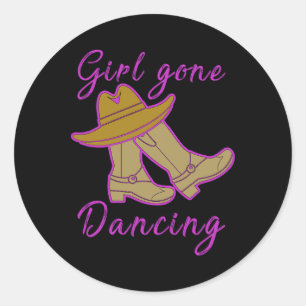 Line Dancing Women Cowgirl Yehaw Line Dance Runt Klistermärke