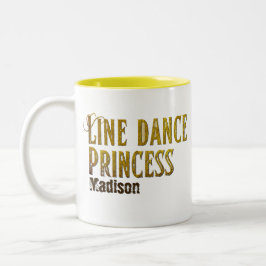 Line dansprincess guld namn Två-Tonad mugg