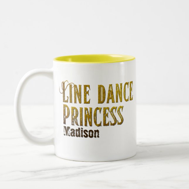 Line dansprincess guld namn Två-Tonad mugg (Vänster)