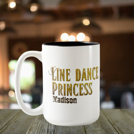 Line dansprincess guld namn Två-Tonad mugg