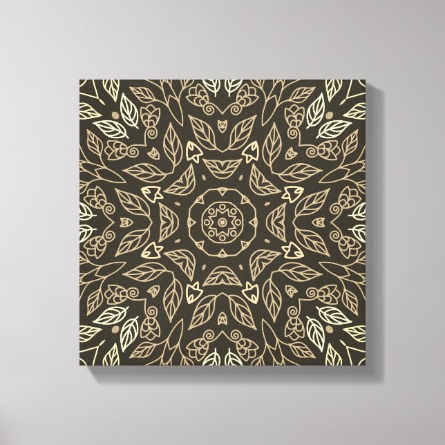 Line Drawing Sepia Tan Abstract Calm Home Wall Art Canvastryck (Framsida)