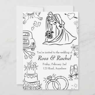 Line Drawn Wedding Invitation  Inbjudningar