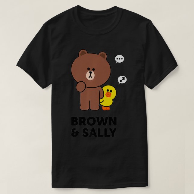 Line Friends Brown and Sally Speech Bubbles Premiu T Shirt (Design framsida)