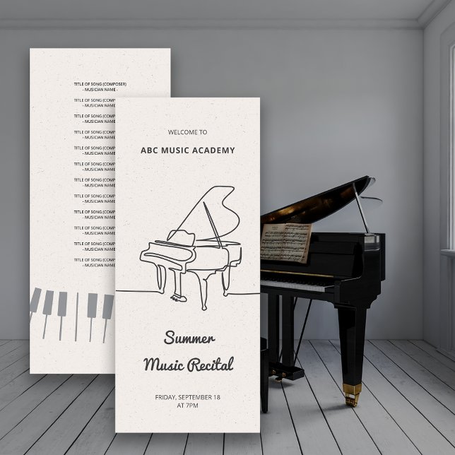 Line Grand Piano Music Recital Programlista Inbjudningar (Line Grand Piano Music Recital Program List)
