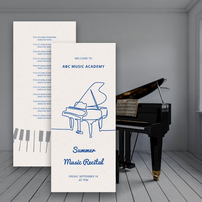 Line Grand Piano Music Recital Programlista Inbjudningar (Line Grand Piano Music Recital Program List)