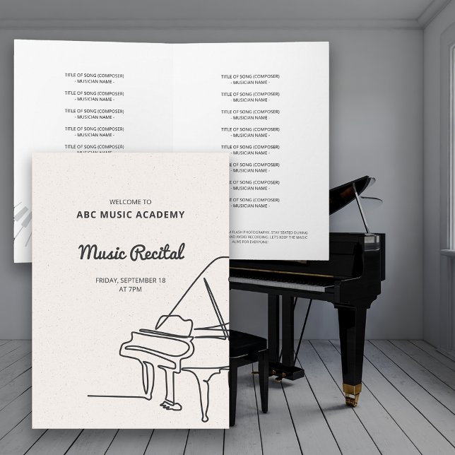 Line Grand Piano Music Skäl Inbjudan att delta i p (Line Grand Piano Music Recital Program Invitation)
