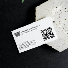 LINE MONOGRAM  MASCULINE QR ATTORNEY ACCOUNTANT VISITKORT