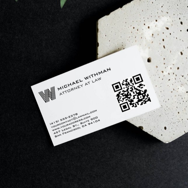 LINE MONOGRAM  MASCULINE QR ATTORNEY ACCOUNTANT VISITKORT (Skapare uppladdad)