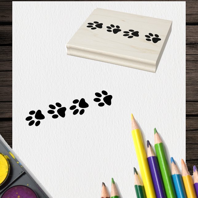 Line of solid Cat Paw prints  Stämpel (Line of solid cat paw prints on craft art rubber stamp.)