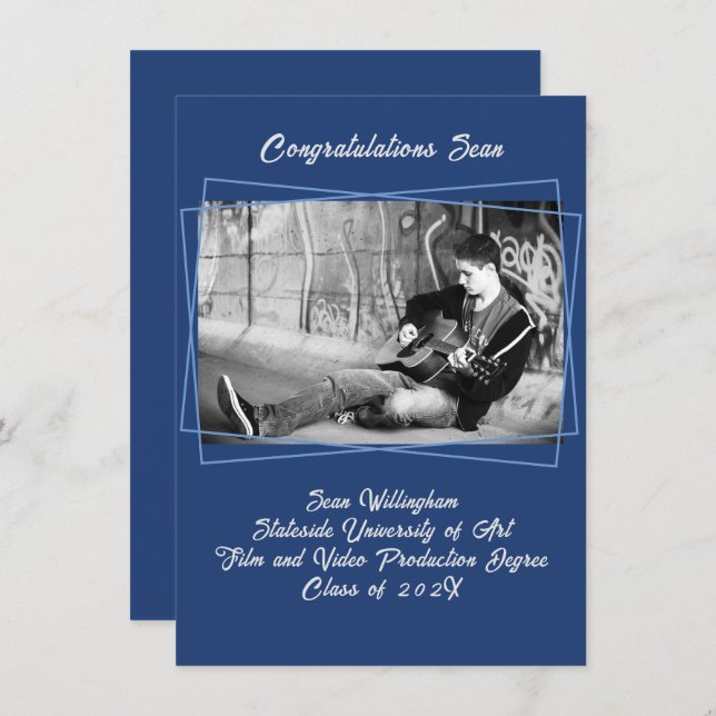 Line Ram Son's Photo Studenten annons Inbjudningar (Fram/baksida)