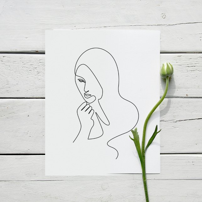 Line teckning art | Minimimodern contemporary art Poster (Minimalist Line Drawing in Black and white | Contemporary Abstract Line Art Poster | woman | female)
