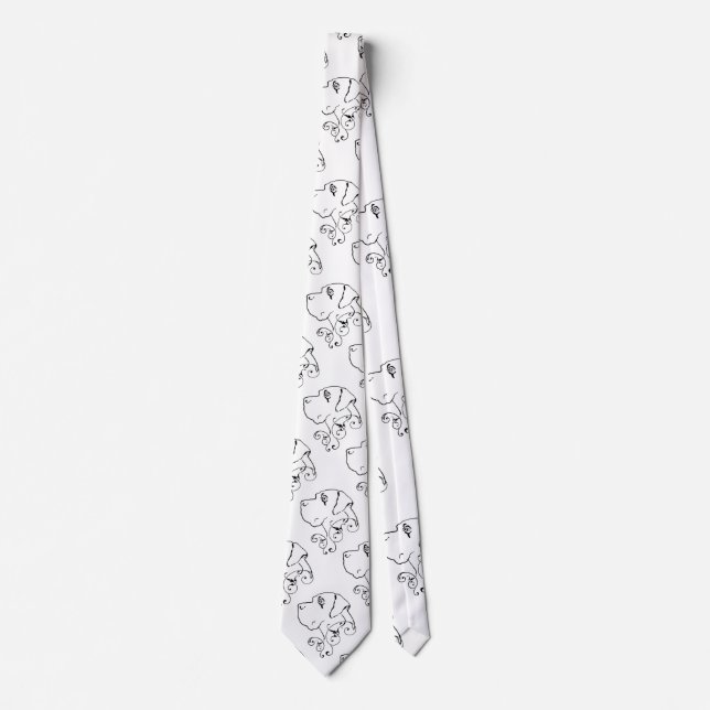Line Teckning Great dane Head Neck Tie Slips (Framsida)