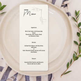 Line Teckning Middag Party Menu Meny