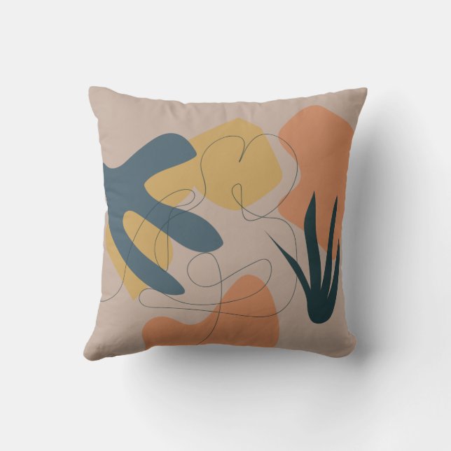 Line Teckning of Woman, Boho Artwork, Female Figur Kudde (Baksida)