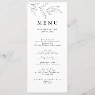 Line Teckning Sketch Foliage Löv Menu Meny