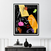 Line Wall Art, Abstrakt Cubism Art Print,