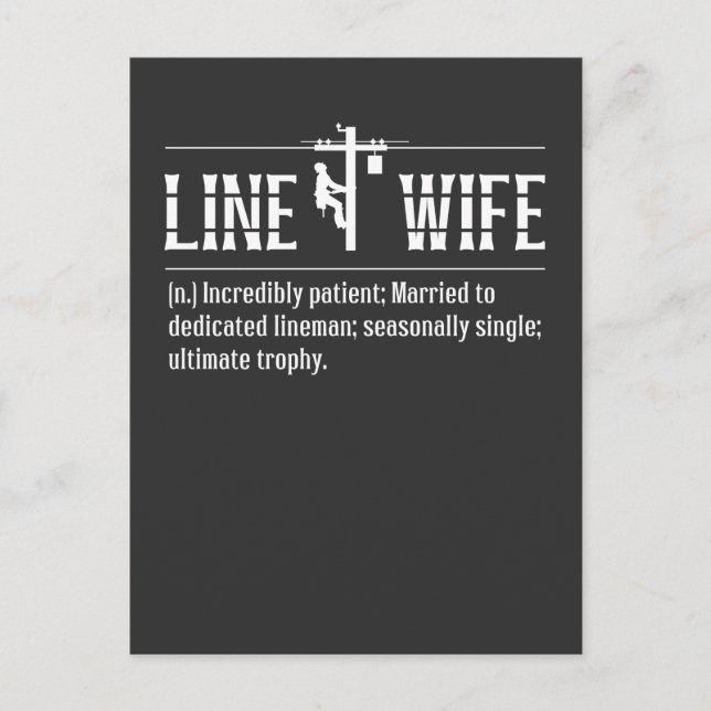 Line Wife Lineman Make, Gift Electrician Vykort (Framsida)