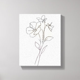 Lineal Art Teckning Flowers Simple Kanvastryck