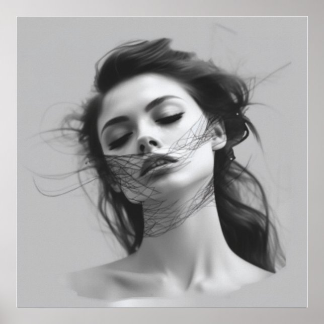 Lineal Art Teckning Womans kropp Poster (Framsidan)