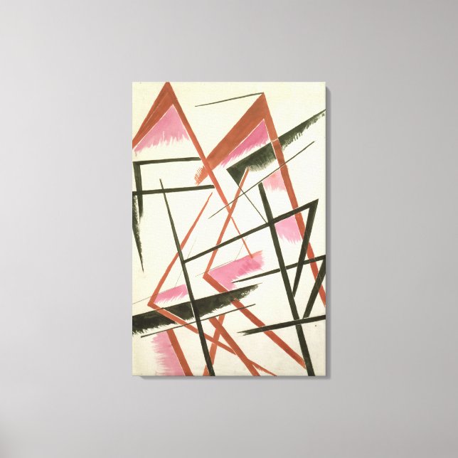 Linear Construction, c.1921 (gouache på pappra) Canvastryck (Framsida)