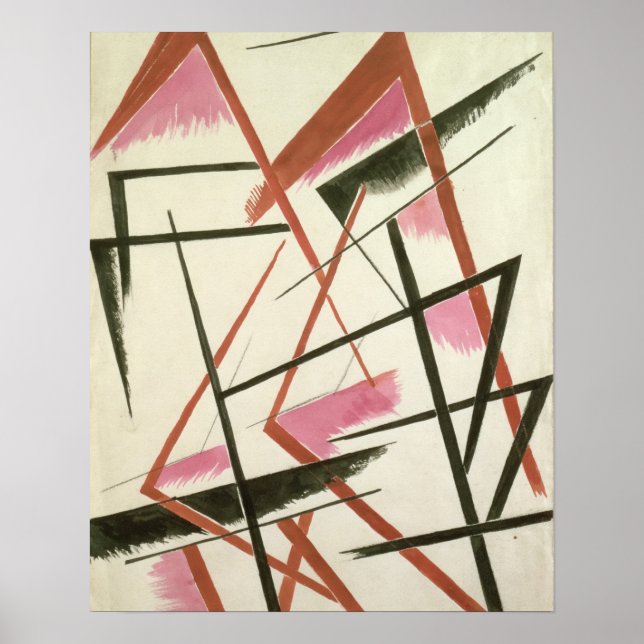 Linear Construction, c.1921 (gouache på pappra) Poster (Framsidan)