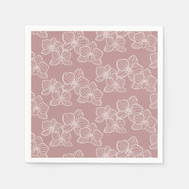 Linear Orchid | Chic Botanical Floral Dusty Pink Pappersservett