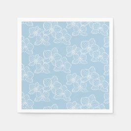 Linear Orchid | Chic Botanical Floral Sky Blue Pappersservett