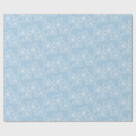Linear Orchid | Elegant Floral Sky Blue Presentpapper