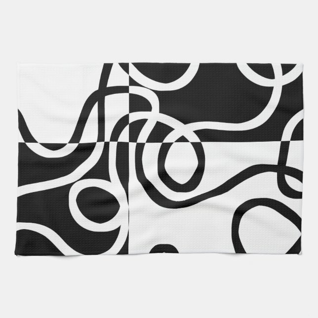 Linear Persuasion II: Abstrakt Black & White Kökshandduk (Horisontell)
