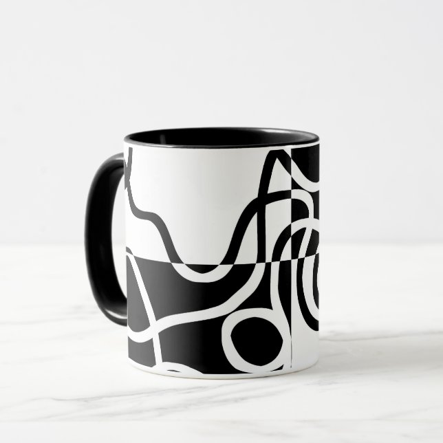 Linear Persuasion II: Abstrakt Black & White Mugg (Framsida vänster)