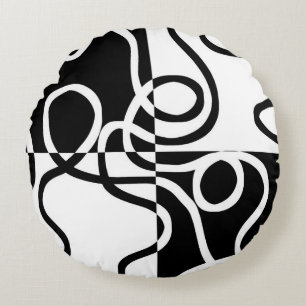 Linear Persuasion II: Abstrakt Black & White Rund Kudde