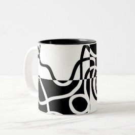 Linear Persuasion II: Abstrakt Black & White Två-Tonad Mugg