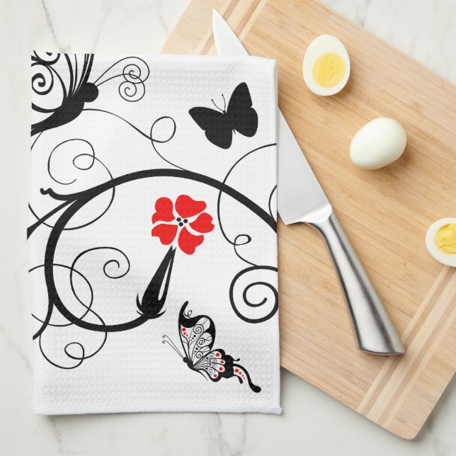 Lineart Butterflies American MoJo Kitchen towel Kökshandduk (Vikt i Fjärdedel)