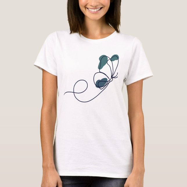 Lineart butterfly green  t shirt (Framsida)