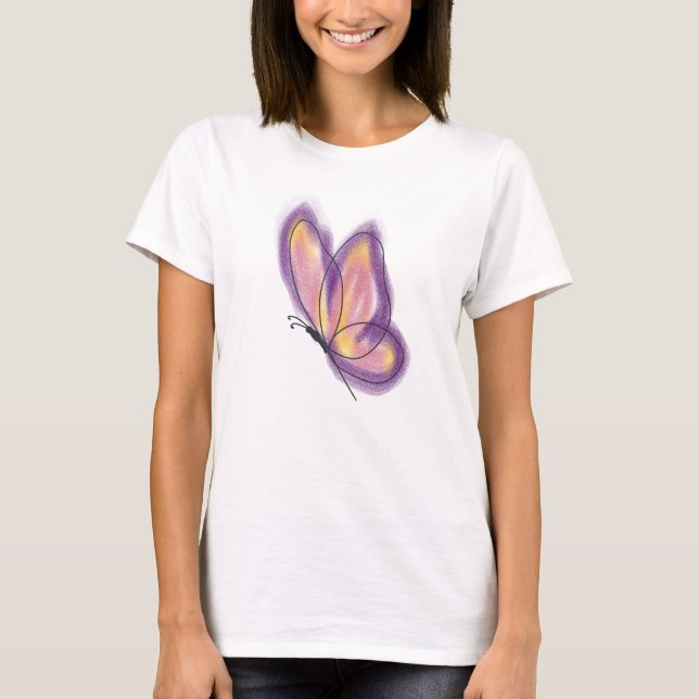 Lineart butterfly purple yellow  t shirt (Framsida)