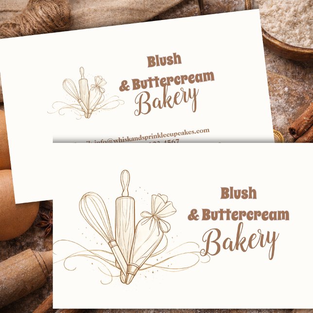 Lineart Elegant Pastel Bakery Branding Visitkort (Skapare uppladdad)