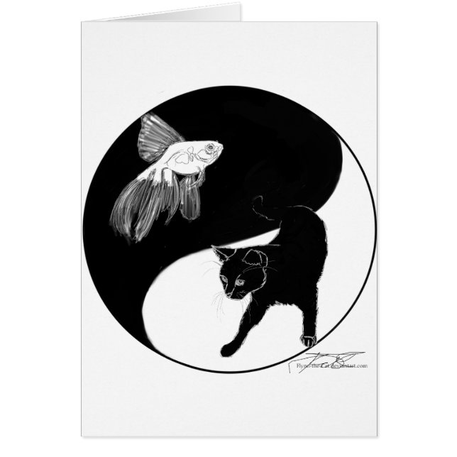 lineart för yinyangkvarterfärg hälsningskort (Framsidan)