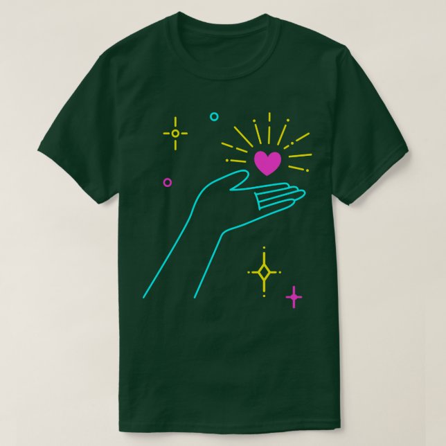 Lineart Hand Holding Heart LoveValentines T Shirt (Design framsida)