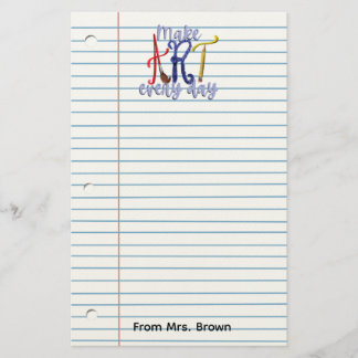 Lined paper Art teacher notepad Brevpapper