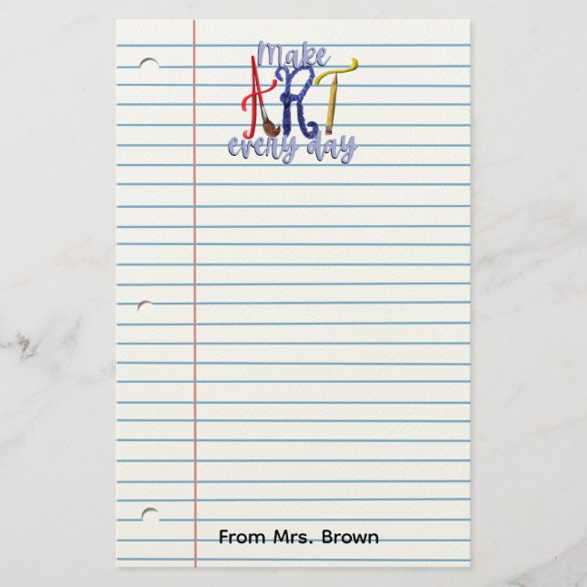 Lined paper Art teacher notepad Brevpapper (Framsida)