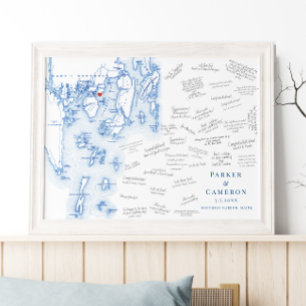 Linekin Bay Resort Bröllop Blue Guest Bok Poster