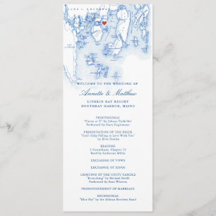 Linekin Bay Resort Maine Elegant Navy Blue Bröllop Program