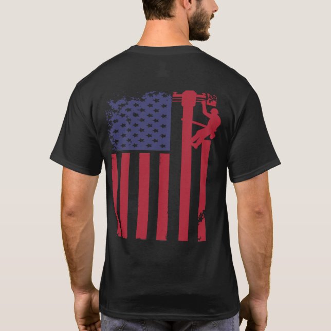 Lineman American Flagga T Shirt (Baksida)