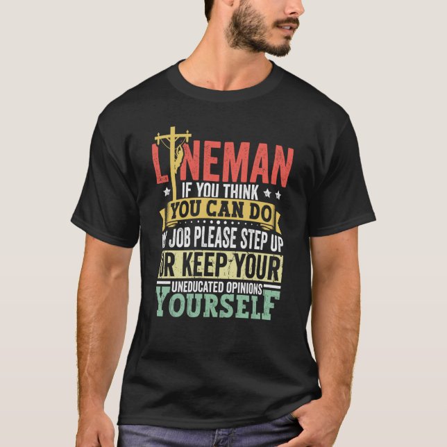 Lineman Apparel Electrician Power Pole Eletric Lin T Shirt (Framsida)