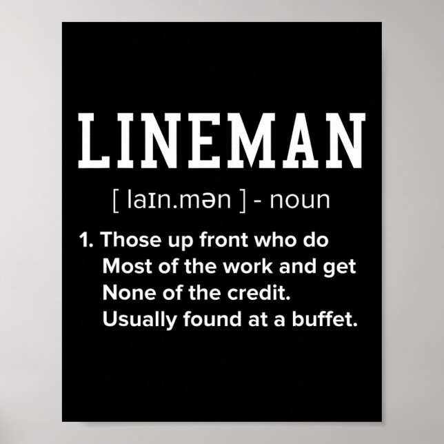 Lineman Definition Funny Offensiv Linema Poster (Framsidan)