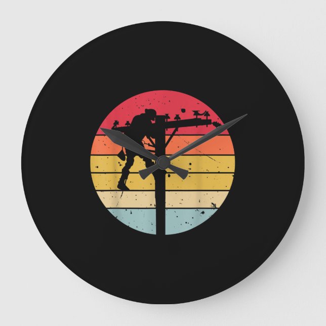 Lineman Electrician Gift Stor Klocka (Framsida)