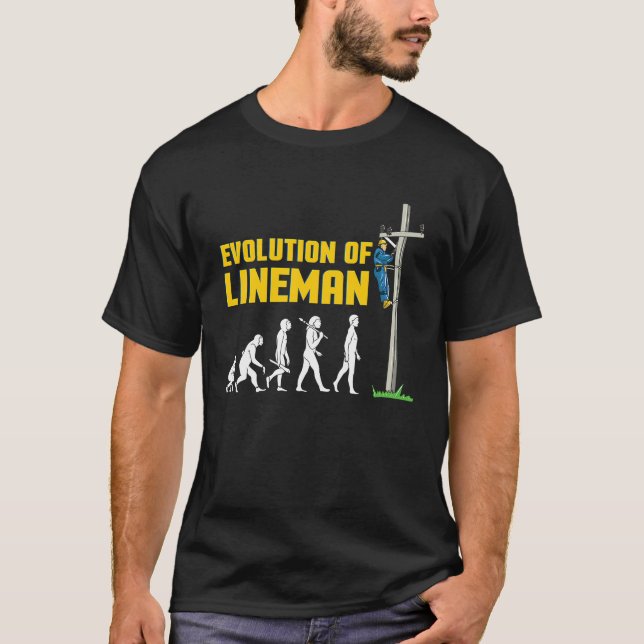 Lineman Evolution Electric Cable Lineman T Shirt (Framsida)