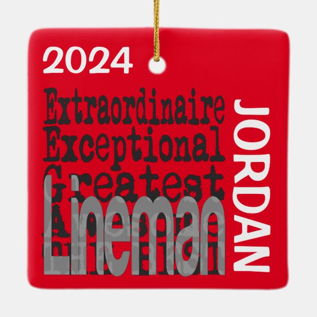 Lineman Extraordinaire ANPASSNINGSBAR Julgransprydnad Keramik (Baksida)