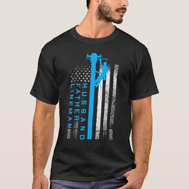 Lineman Fars dag Tshirt Electric Cable Lineman T Shirt (Framsida)